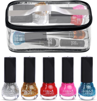 

Color Diva Combo Set Nail Paint and Makeup Pouch(Set of 6)