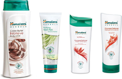 

Himalaya Cocoa Butter Intensive Body Lotion, Purifying Neem Pack, Dryness Defense Protion Shampoo, Dryness Defence Datangler & Conditioner(Set of 4)