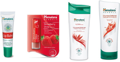 

Himalaya Lip Balm, Strawberry Shine Lip Care, Dryness Defense Protion Shampoo, Dryness Defence Datangler & Conditioner(Set of 4)