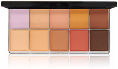 

One Personal Care 10 Colors Professional Contouring Palette | Camouflage Foundation With Face Corrector, Highlighter Shades & Concealer(Multicolor (9561 Series))