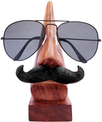 

WoodCart 1 Compartments Wooden H@ndmade Nose Shape Specs Holder With Black Mustache Rosewood Specs Holder(Brown)