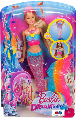 

GRAPPLE DEALS Princess Mermaid Doll Dreamtopia Rainbow Colourful Light 2 Ways To Play In Water For Kids.(Multicolor)