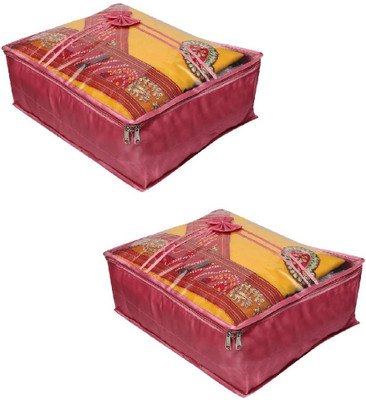 

Addyz Pack of 2 Pieces Large Satin Saree Cover Salwar Suit Kamiz Cover Storage Bag(Pink)