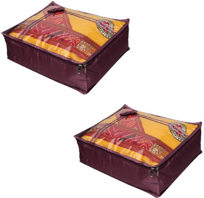 

Addyz Pack of 2 Pieces Large Satin Saree Cover Salwar Suit Kamiz Cover Storage Bag(Purple)