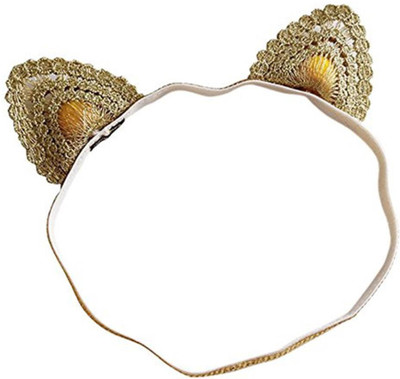 

ziory Cute Golden Delicate Lace Cat Ear Girl Headbands Head Wrap Infant Hair Accessories Children Hair Bands for Baby Girls and Baby Boys Hair Clip, Head Band, Rubber Band, Hair Band(Gold)