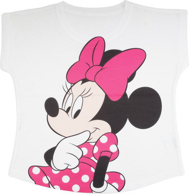 Minnie Girls Polycotton Top(White, Pack of 1)