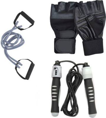 

GLS Fitness Combo Of Gym Gloves Double Toning Tube & Skipping Rope Gym & Fitness Kit