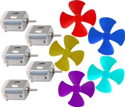 

PGSA2Z 5Pcs 3V to 9V DC Flat Small Size Toy Motor + Multi Color 5 Pcs Toy Motor Fan(Multicolor)