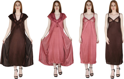 MARAMI Women Robe and Lingerie Set(Brown, Pink)