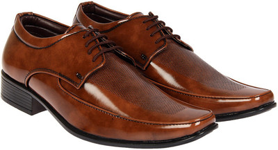 

XE Looks Men's Patent Leather Stylish Lace-up Corporate Casuals, Party Wear, Formal Shoes, Office Shoes (6-11) Lace Up For Men(Tan