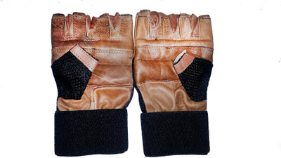 

Leosportz Netted Wrist Support leather Gym & Fitness Gloves (Free Size, Brown)