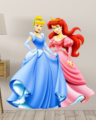 RNG 60 cm Princess_ Ariel_and_Cinderella angel,disney cartoons 3d wall stickers in hd quality Self Adhesive Sticker(Pack of 1)