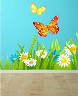RNG 60 cm colourful wall art mural with butterfly 3d wall sticker in hd quality Self Adhesive Sticker(Pack of 1)