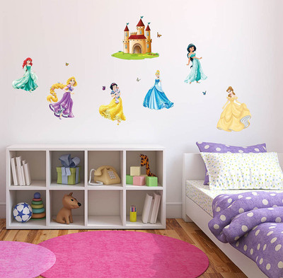 Asmi Collections 200 cm 6 Beautiful Disney Princess and Castle Removable Sticker(Pack of 1)