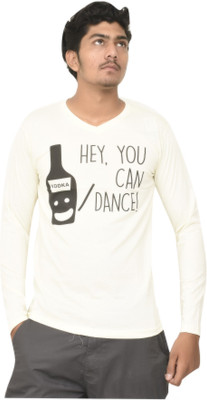 JG FORCEMAN Printed Men V-neck Beige T-Shirt Flipkart