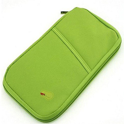 Everbuy Travel Long Passport Holder Wallet Case Zip for Credit Debit Card Ticket Coin Cash Boarding Pass Pen Green(Green)