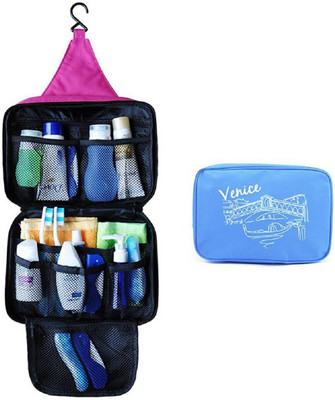 

Everbuy Travel Cosmetic Makeup Toiletry Case Wash Organizer Storage Pouch Hanging Bag -Blue(Blue)