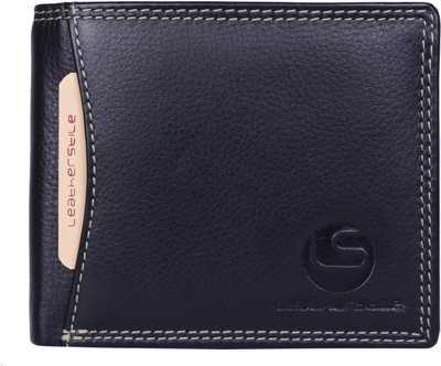 

LEATHERSTILE Men Black Genuine Leather Wallet(9 Card Slots)