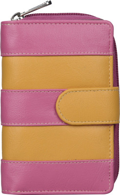 

LEATHERSTILE Women Multicolor Artificial Leather Wallet(4 Card Slots), Pink & yellow