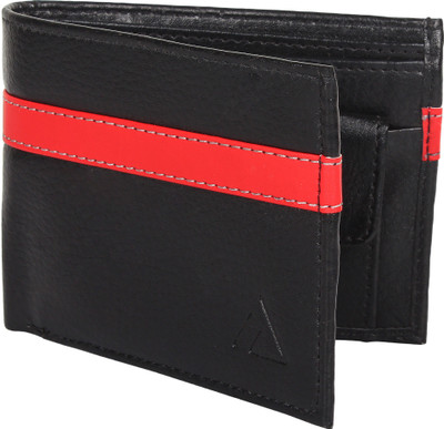 

JUNKET TRIBE Men Black Artificial Leather Wallet(3 Card Slots), Black red