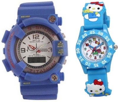 COSMIC BLUE S SHOCK STYLISH DIGITAL BOYS WATCH having latest , designer , sporty big dial WITH KITTY CARTOON PRINTED GIRLS Watch  - For Boys & Girls   Watches  (COSMIC)