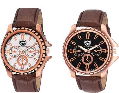 OM Collection brown case with white and black Dial mens and Boys designer watches combo_omwt-26(Set of 2) OMWT Watch  - For Boys   Watches  (OM Collection)