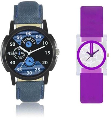 FASHION POOL LOREM & VALENTINE MOST STYLISH & STUNNING NEW ARRIVAL FAST RUNNING & FAST SELLING FASTRACK WATCH COUPLE COMBO WITH BLACK BLUE DIAL & SQUARE DIAL MOST UNIQUE PEARL WHITE WATERMARK GRAPHICS HAVING BLUE LEATHER BELT & PURPLE TRENDY & FASHIONABLE RUBBER BELT WATCH FOR PROFESSIONAL & PARTY W   Watches  (FASHION POOL)