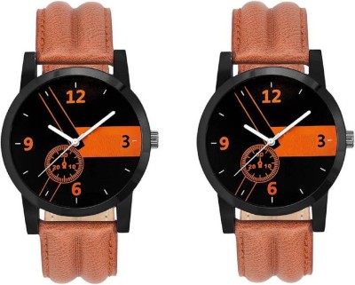 Maan International New Stylish Combo LR01 Brown Leather Starp Watch  - For Men   Watches  (Maan International)