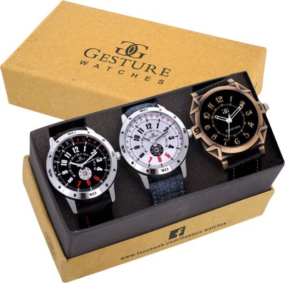 Gesture 7900-Gents Exclusive (Casual+PartyWear+Formal) Designer Combo Watch  - For Men   Watches  (Gesture)