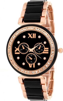 PMAX Black Rosegold Crono With Studed Diamond Watch  - For Women   Watches  (PMAX)