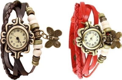 aPRO Pack of 2 Beautiful Rakhi Butterfly Watch Brown and Red for women Butterfly Rakhi watch Watch  - For Girls   Watches  (Apro)