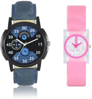 FASHION POOL LOREM & VALENTINE MOST STYLISH & UNIQUE LADIES & GENTS COUPLE COMBO OF FAST SELLING & FAST RUNNING FASTRACK WATCH WITH BLUE BLACK ROUND DIAL & SQUARE DIAL PINK COLOR WITH WHITE WATER MARK DIAL HAVING BLUE LEATHER BELT WATCH & PINK TRENDY & DESIGNER RUBBER BELT WATCH FOR PROFESSIONAL & P   Watches  (FASHION POOL)