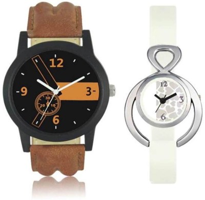 FASHION POOL LOREM & VALENTINE GENTS & LADIES MOST STYLISH & STUNNING ROUND ANALOG DIAL COUPLE COMBO WATCH WITH BLACK ORANGE MULTI COLOR DIAL & UNIQUE DIAL PEARL WHITE WATERMARK DIAL GRAPHICS WATCH HAVING ORANGE TRENDY & DESIGNER LEATHER BELT & PEARL WHITE RUBBER BELT WATCH FOR PROFESSIONAL & PARTY    Watches  (FASHION POOL)