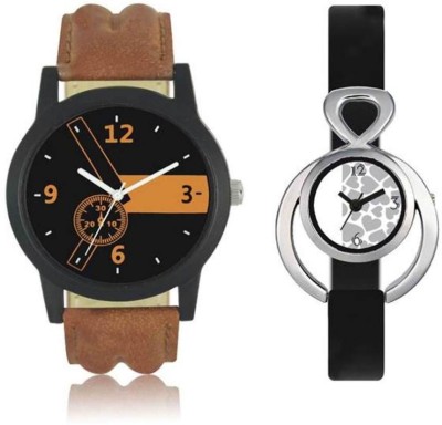 FASHION POOL LOREM & VALENTINE GENTS & LADIES MOST STYLISH & STUNNING ROUND ANALOG DIAL COUPLE COMBO WATCH WITH BLACK ORANGE MULTI COLOR DIAL & UNIQUE OVAL DIAL JET BLACK WATERMARK DIAL GRAPHICS WATCH HAVING BROWN TRENDY & DESIGNER LEATHER BELT & BLACK RUBBER BELT WATCH FOR PROFESSIONAL & PARTY WEAR   Watches  (FASHION POOL)