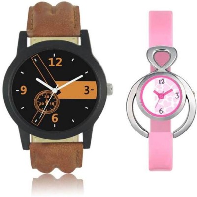 FASHION POOL LOREM & VALENTINE GENTS & LADIES FAST SELLING FASTRACK ROUND ANALOG DIAL WATCH WITH BLACK ORANGE MULTI COLOR DIAL GRAPHICS WATCH & PINK COLOR PEARL WHITE WATER MARK DIAL GRAPHICS WATCH HAVING BROWN LEATHER BELT & PINK TRENDY & DESIGNER RUBBER BELT FOR PROFESSIONAL & CASUAL WEAR WATCH FO   Watches  (FASHION POOL)