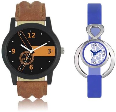 FASHION POOL LOREM & VALENTINE GENTS & LADIES MOST STYLISH & UNIQUE FAST SELLING FASTRACK WATCH FOR COUPLE WITH BLACK ORANGE ROUND DIAL & OVAL UNIQUE SMALL WATER MARK DIAL GRAPHICS WOMENS WATCH COMBO HAVING BROWN LEATHER & PURPLE RUBBER TRENDY & FASHIONABLE BELT WATCH FOR PROFESSIONAL & PARTY WEAR W   Watches  (FASHION POOL)