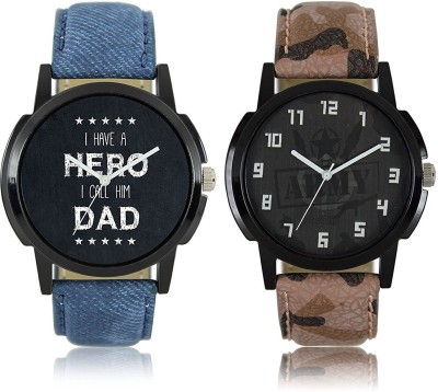 Aaradhya Fashion New Fashion Miletry & Black Strap Best Friend Combo Watch  - For Men   Watches  (Aaradhya Fashion)