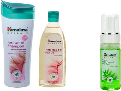 

Himalaya Anti Hair Fall Shampoo, Anti Hair Fall Hair Oil, Purifying Neem Foaming Face Wash(Set of 3)