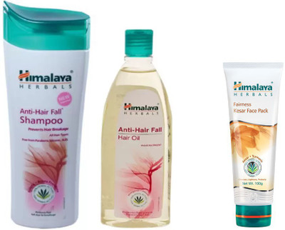 

Himalaya Anti Hair Fall Shampoo, Anti Hair Fall Hair Oil, Fairness Kesar Face Pack(Set of 3)