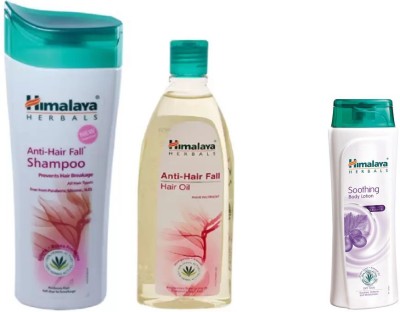 

Himalaya Anti Hair Fall Shampoo, Anti Hair Fall Hair Oil, Soothing Body Lotion(Set of 3)