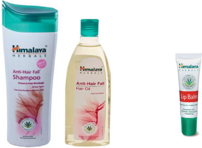 

Himalaya Anti Hair Fall Shampoo, Anti Hair Fall Hair Oil, Lip Balm(Set of 3)