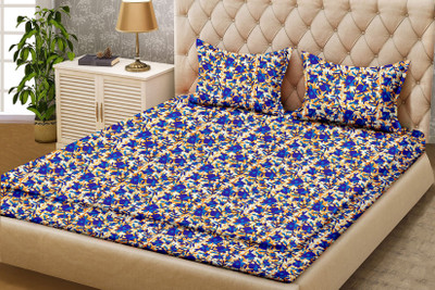 

Minu Bedsheets 130 TC Cotton Single Floral Bedsheet(Pack of 1, Blue)