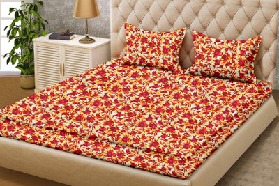 

Minu Bedsheets 130 TC Cotton Single Floral Bedsheet(Pack of 1, Maroon)
