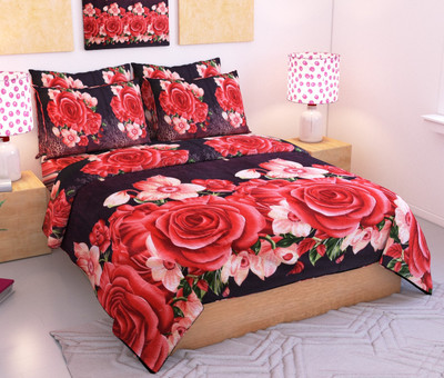 Wacky 144 TC Microfiber Double Floral Flat Bedsheet(Pack of 1, Multicolor)