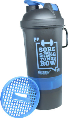 

doxey Double Storage Protein Gym Shakers 500 ml Shaker(Pack of 1, Blue)