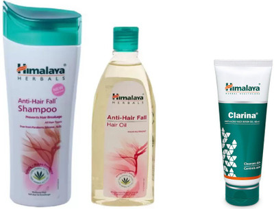 

Himalaya Anti Hair Fall Shampoo, Anti Hair Fall Hair Oil, Clarina Anti Acne Face Wash Gel(Set of 3)