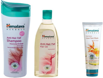 

Himalaya Anti Hair Fall Shampoo, Anti Hair Fall Hair Oil, Fairness Kesar Face Wash(Set of 3)