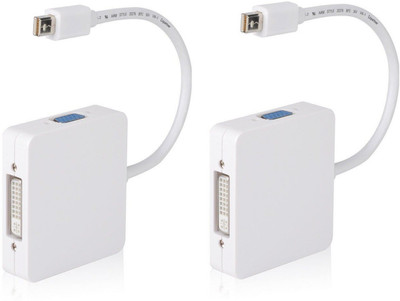 

FKU 3 in 1 Thunderbolt Mini DisplayPort to HDMI VGA Adapter Set of 2 DVI Cable(White)