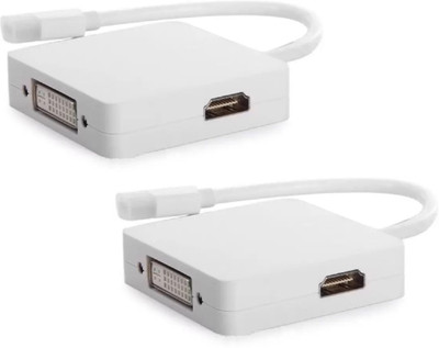 

FKU 3 in 1 Thunderbolt Mini DisplayPort to HDMI / DVI / DP Set Of 2 HDMI Cable(White)