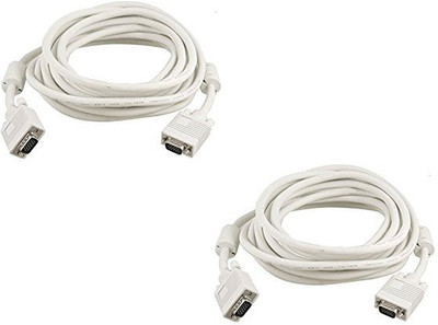 

FKU High Quality 5mtr Male To Male Set Of 2 VGA Cable(White)